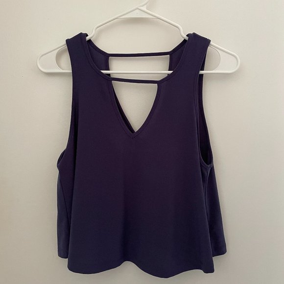 Forever 21 Cropped Navy Tank Top with Triangle Cut Outs - Picture 1 of 3